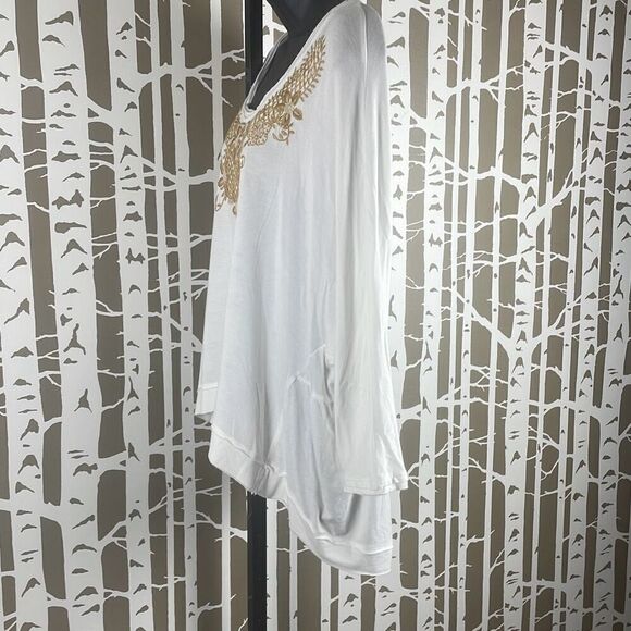 Democracy Embroidered High-Low Hem Drop Sleeve Top M - Picture 4 of 10